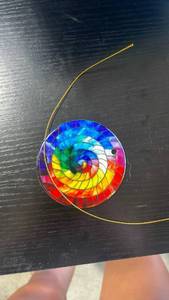 lot 33234 image: Rainbow Spiral Stained Glass Suncatcher Ornament - Retail $8