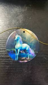lot 33274 image: Unicorn Fantasy Round Ornament - Retail $5