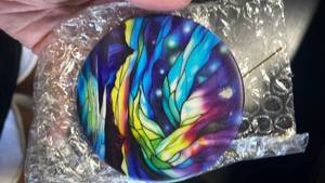 lot 33297 image: Colorful Aurora Borealis Round Wall Art Decoration - Retail $12