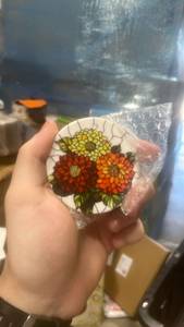 lot 22142 image: Floral Stained Glass Style Ceramic Ornament