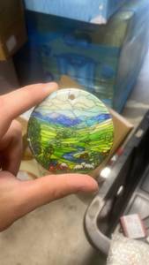 lot 22143 image: Round Ceramic Pastoral Landscape Ornament