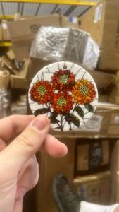 lot 22166 image: Stained Glass Style Floral Round Ornament