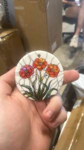 lot 22169 image: Ceramic Floral Stained Glass Style Round Ornament