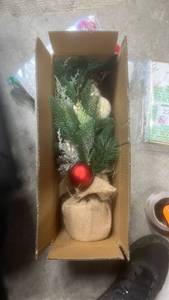 lot 22171 image: Small Tabletop Christmas Tree with Burlap Base