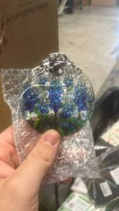 lot 22181 image: Bluebonnet Stained Glass Style Christmas Ornament