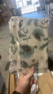 lot 22187 image: Holiday Pine and Pinecone Linen Table Runner