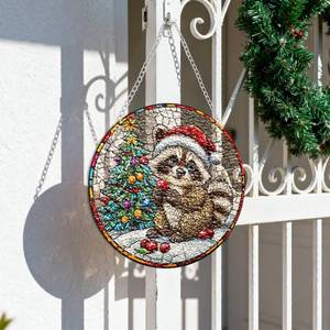 lot 22209 image: Chrismas Acrylic Stained Glass Window Hanging,Sun Catcher Decor Stained Panel Hangings Wall Art Decor, 2026 8x8inch (SCL018 Squirrel)
