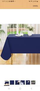 lot 22213 image: Smiry Rectangle Table Cloth 54x78 Inch, Waterproof Wipeable Vinyl Tablecloths Protector, Oil Spill Proof Plastic Table Cover for Dining, Picnic, Camping, Outdoor, Navy