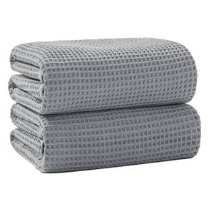 lot 1011 image: Robmic 40 x 80 Inches Extra Large Bath Sheets Towels Microfiber Waffle Oversized Bath Towels for Bathroom Quick Dry Lightweight (Grey, Bath sheets-2PCS)