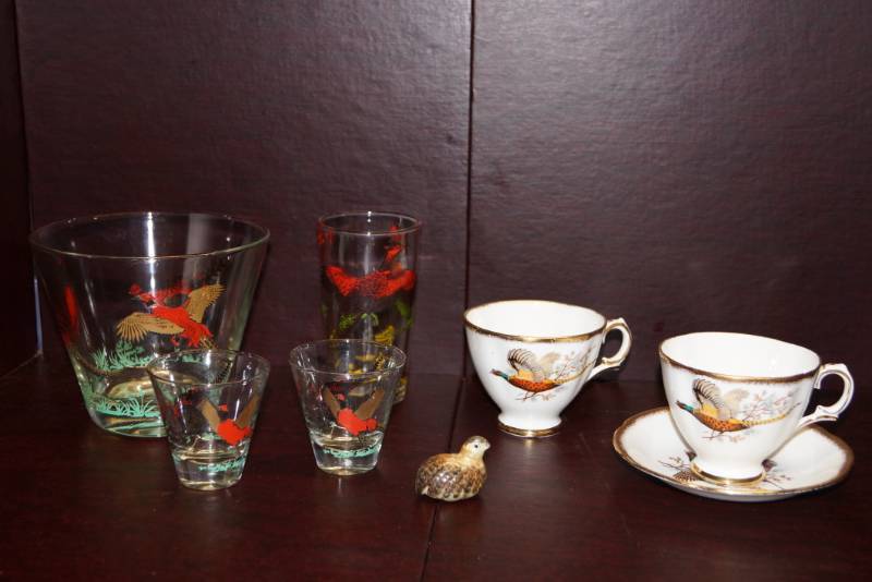 lot 299 image: Pheasant Teacup & Saucer Royal Tara, & Pheasant Glassware