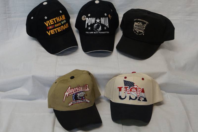 lot 342 image: Lot of 5 Mens Hats  POW, Vietnam, Veterans...