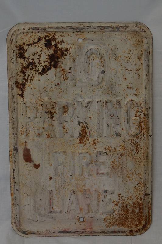 lot 343 image: Old No Parking Fire Lane Metal Sign