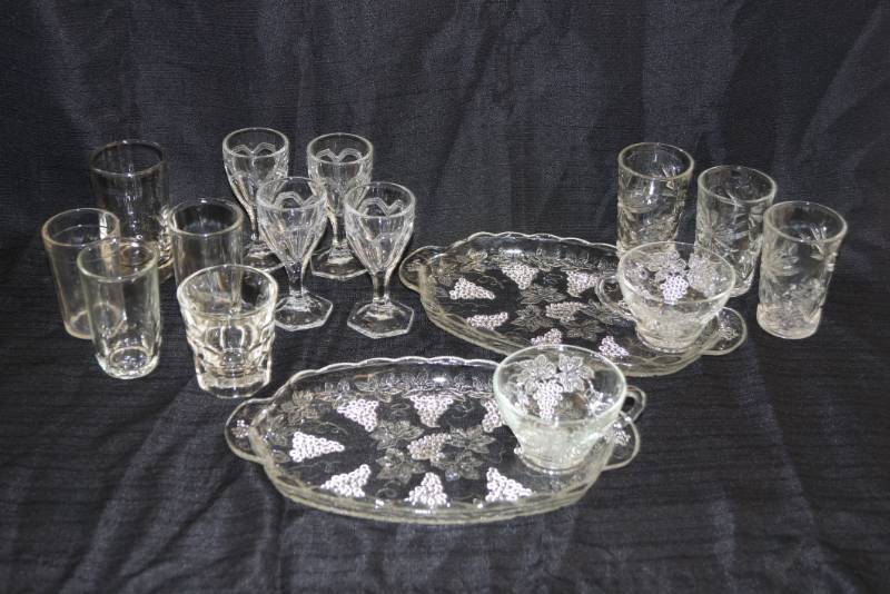 lot 305 image: Beautiful Cut Glass Lot- Goblets- Serving Tray and More