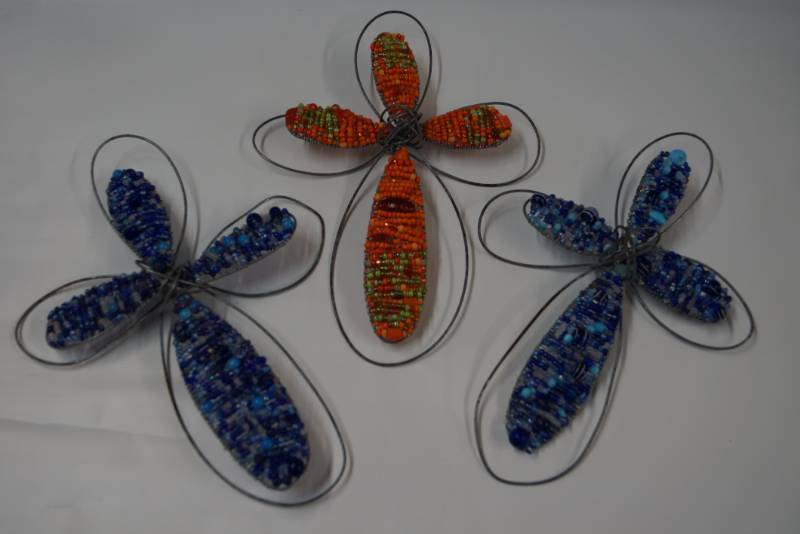 lot 435 image:  3 Handmade Beaded Crosses