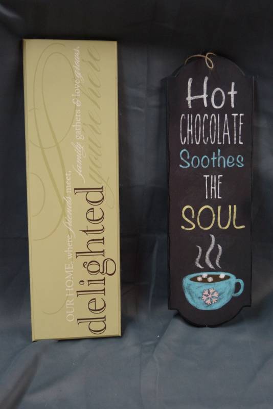 lot 445 image:  2 Wood Wall Hangings for the Home 