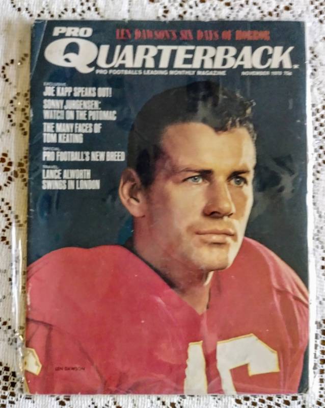 lot 654 image: 1970 Quarterback Magazine with KC Chiefs HOF Quarterback Lenny Dawson on Cover
