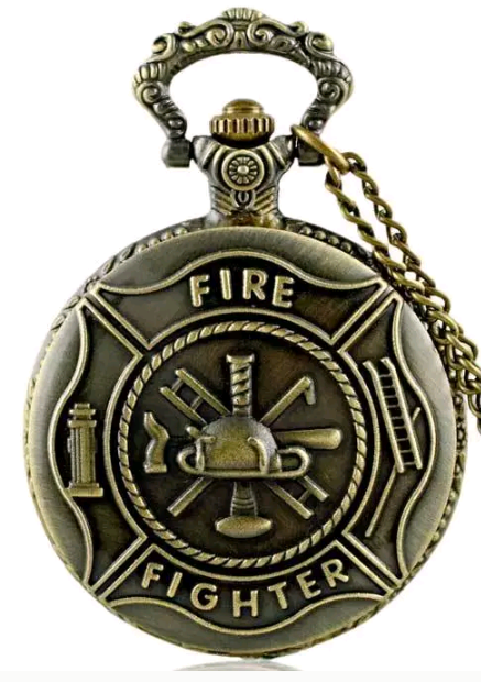 lot 643 image: () LOOK New Fire Fighter Pocket Watch w 32 Chain