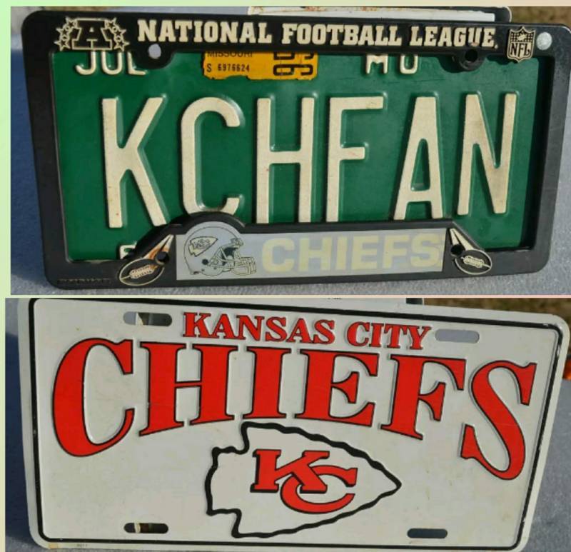 lot 649 image: Lot of (2) Vintage Kansas City Chiefs License Plates