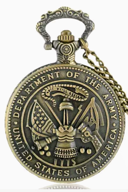 lot 637 image: New - Antique Looking - Department of the ARMY Pocket Watch with 32 Chain
