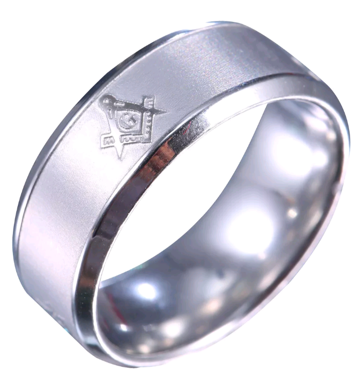 lot 631 image:  Masonic Brushed Stainless Steel Ring Size 13 