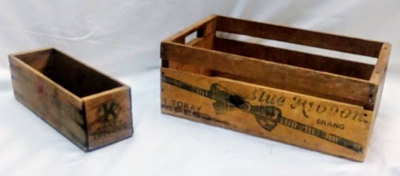 lot 459 image:  2 Antique Wood Boxes  Advertising 