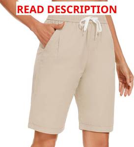 lot 1002 image: Msmsse Womens Bermuda Knee Length Shorts Cotton Casual Cargo Long Shorts for Athletic Walking Workout. Blue Size 4-6
