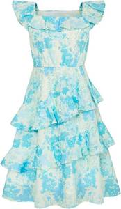 GRACE KARIN Girls Floral Dress Spring Summer Casual Dresses for Teen Girls Ruffle Square Neck Years Light Blue