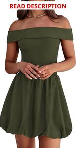 lot 1088 image: Summer Sexy Off Shoulder Bubble Dress Cocktail Party Mini Dresses with Pockets Black and Tan
