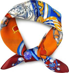 lot 1113 image: Satin Silky Sqaure Scarf Paisley Floral Bandanas Hair Head Neck Band Scarves for Women Lightweight 27inches