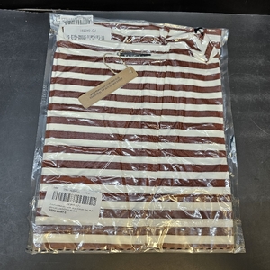 lot 1135 image: EasyGala Womens Overs...asual Summer Tops Cream with Brown Strips Small