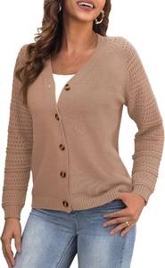 lot 1199WHIT image: REDHOTYPE Womens Cardigans Sweater Casual Long Sleeve Open Front Cardigan Button Down Knit Chunky Outwear Coats White Medium