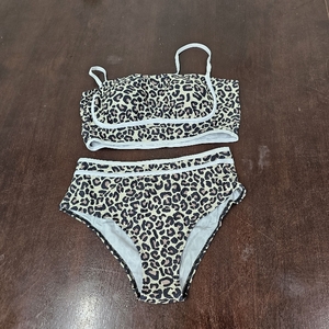 lot 1202 image: Urchics High Waisted Bikini Sets for Women Color Block Sporty Two Piece Swimsuits Straps Modest Bathing Suits Leopard Medium