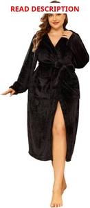 lot 1230 image: RONGTAI Hooded Womens Robe, Long Plush Robes for Women, Two Side Pockets and Belts, Warm and Cozy Burgundy, Large