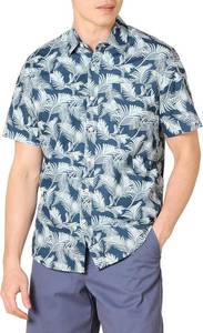 lot 1246 image: Mens Short-Sleeve Button-Down Print Shirt Blue Small