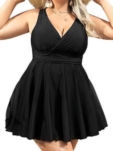 lot 1274 image: Angel season Plus Size Swimsuit for Women 2 Piece Tankini Vintage Bathing Suit Beach Seaside Flowy Swimdress with Short