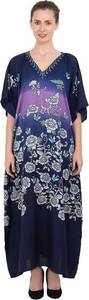 lot 1293 image: Miss Lavish London Short Caftan Beach Dress, Plus Size African Kaftan, Womens Resort Wear, Cruise, Caribbean Vacation Coverup BluePurple 6-12
