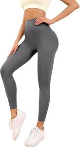 lot 1296 image: Leggings for Women Tummy Control Butt Lift High Waisted, No Front Seam Buttery Soft Workout Leggings for Maternity Gray XL