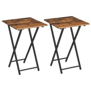 lot 1322 image: HOOBRO Folding TV Tray Tables, Set of 2 Wooden TV Trays Side Tables, Portable Sofa Snack Table, Industrial End Table for Small Spaces, Easy to Install and Fold, Rustic Brown and Black BF27BZP201