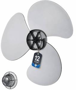 lot 1327 image: 12 Inch Fan Blade Replacement Universal 3-Blade Plastic Table Fan Pedestal Blades for Standing Fans Part with Nut Cover, Transparent Black
