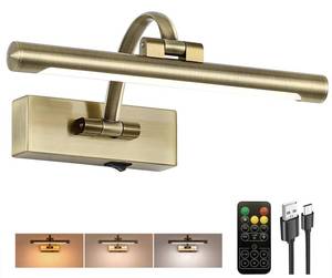 lot 1334 image: Tassuowell Wireless Picture Lights for Wall,12 Inch Battery Operated Picture Light,3CCT Dimmable Lights for Pictures on Wall with Timer and Remote for Display Photo Frame (Antique Bronze, 12inch)