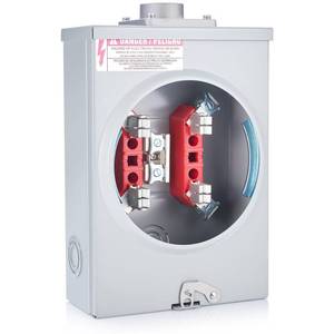 lot 1350 image: 125 Amp Meter Socket, 4 Jaw Meter Base, Ringless Type, 600v 3 Wire, Horn Bypass, Compatible with Overheadunderground Feed, for Residential Single Family Use(13.8 x 8.7 x 4.3 Inch)