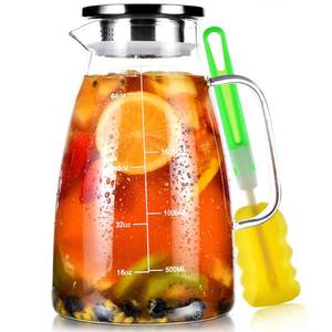 lot 1361 image: Aofmee 68oz Glass Pitcher with Lid, 2 Liter Glass Water Pitcher with Handle and Lid, Ice Tea Pitcher, Heat Resistant Borosilicate Carafe Jug for Coffee Juice Hot Cold Beverages