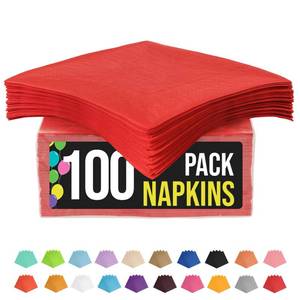 lot 2200 image: Party Solids Red Napkins Disposable Everyday 100 Pcs 2 Ply Red Dinner Napkins Bulk For Parties & Party Supplies