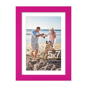 lot 2224 image: decorUhome 5x7 Picture Frame, Display Pictures 4x6 with Mat or 5x7 without Mat, Wall & Tabletop Display Photo Frame, Magenta, 1 Pack