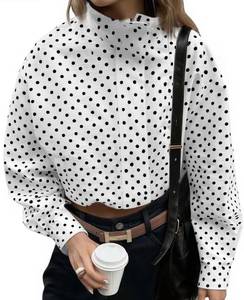 lot 2225 image: Tankaneo Womens Zip Up Cropped Jackets Polka Dot Oversized Jackets Spring Lightweight Trendy Casual Coats M