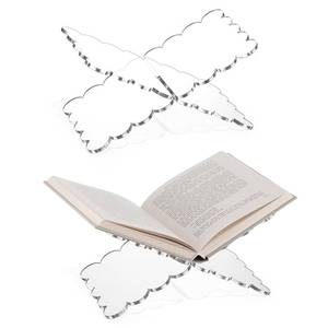 lot 2241 image: Humyoun 2 Piece Scalloped Acrylic Book Holder 12 x 7 x 6 Inch Open Large Display Stand for Cookbook Quran Bible Guest Book Coffee Table Decor Stand for Reading Clear Transparency