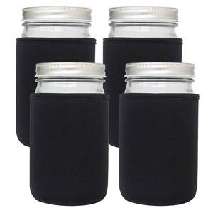 lot 2242 image: Xumbtvs 32oz Wide Mouth Mason Jar Sleeve, 4 Pcs Insulated Cozy Neoprene Canning Cover fits 24oz and 32oz Regular Mouth Mason jars(Black)