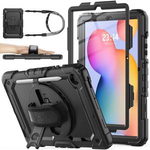 lot 2280 image: SEYMAC stock Case for Samsung Galaxy Tab S6 Lite 10.4���� (2024-2020) with Screen Protector Pencil Holder 360° Rotating Hand Strap &Stand, Drop-Proof Case for Galaxy Tab S6 Lite Tablet, All Black