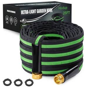 lot 2307 image: HODUP 25 ft Garden Hose - Lightweight, Super Flexible, Non-Expanding, Kink-Free, Ideal for Yard Outdoor Use (Black-Green, 25 FT)