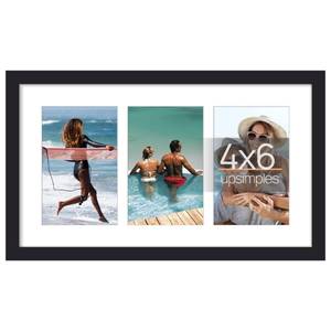 lot 2309 image: upsimples 8x14 Collage Picture Frame, Display Pictures 3 4x6 with Mat or 8x14 Without Mat, Wall Hanging 3 4x6 Picture Frame Collage Wall Decor, Black, 1 Pack